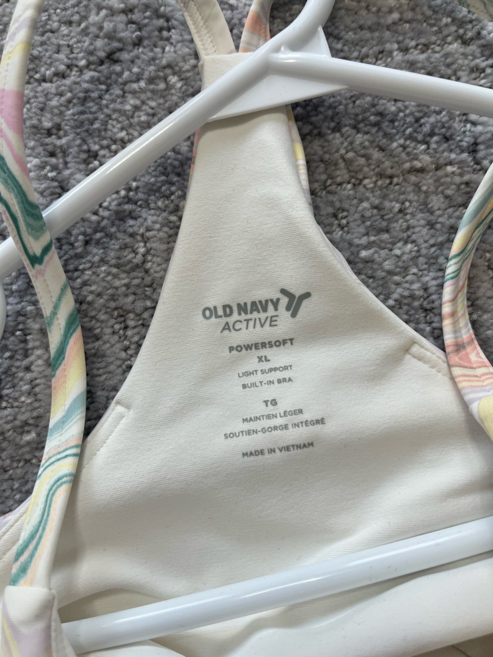 Old Navy PowerSoft Marble Print Racerback Tank – Pastel Workout Top (XL) - Picture 7 of 8